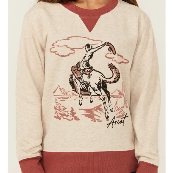 Ariat Girls Western Cowgirl Sweatshirt Rodeo Horse Graphic Youth Small 8 - Picture 3 of 8